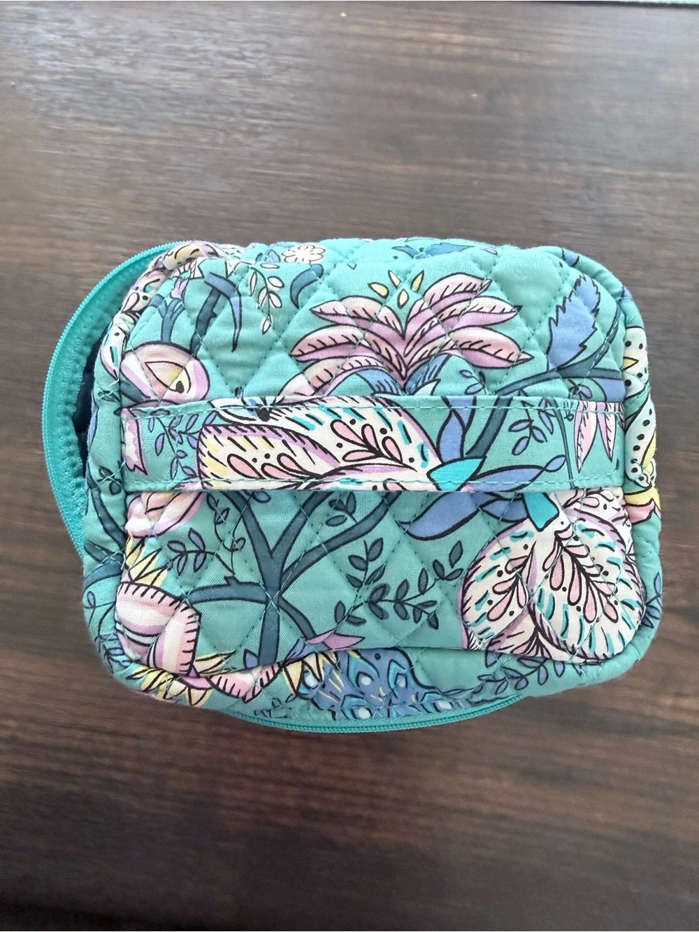 Vera Bradley Teal Quilted Floral Cosmetic Pouch